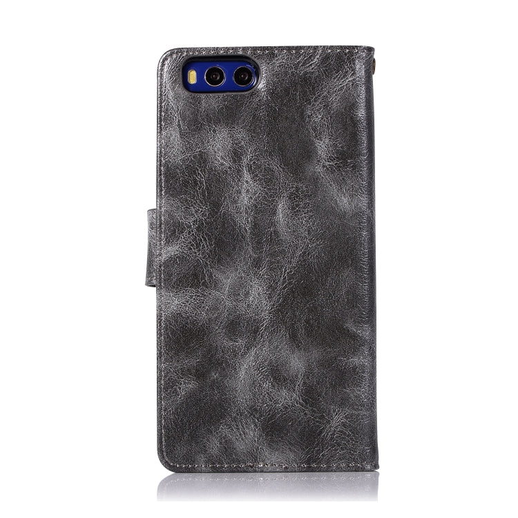 For Xiaomi Mi 6 Retro Copper Button Crazy Horse Horizontal Flip PU Leather Case with Holder & Card Slots & Wallet & Lanyard