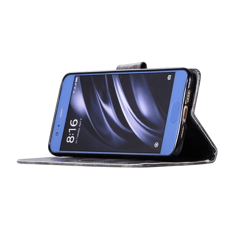 For Xiaomi Mi 6 Retro Copper Button Crazy Horse Horizontal Flip PU Leather Case with Holder & Card Slots & Wallet & Lanyard