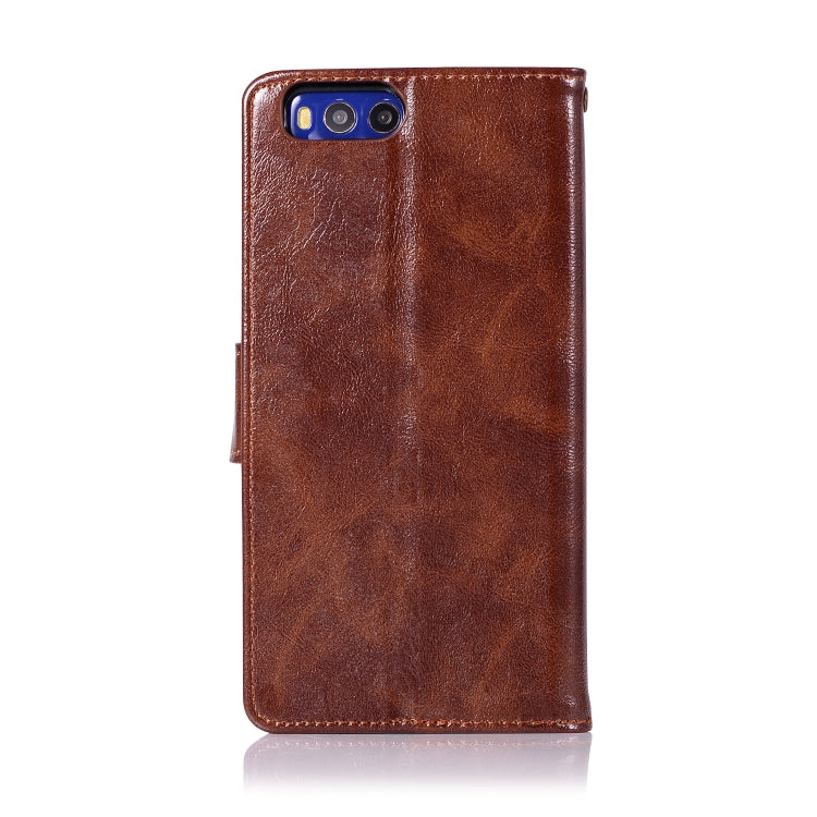 For Xiaomi Mi 6 Retro Copper Button Crazy Horse Horizontal Flip PU Leather Case with Holder & Card Slots & Wallet & Lanyard