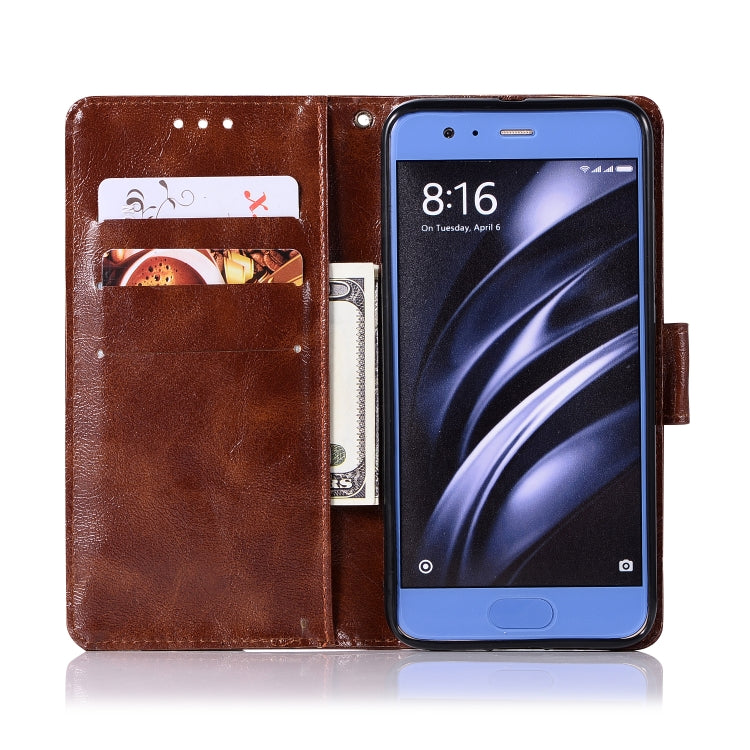 For Xiaomi Mi 6 Retro Copper Button Crazy Horse Horizontal Flip PU Leather Case with Holder & Card Slots & Wallet & Lanyard