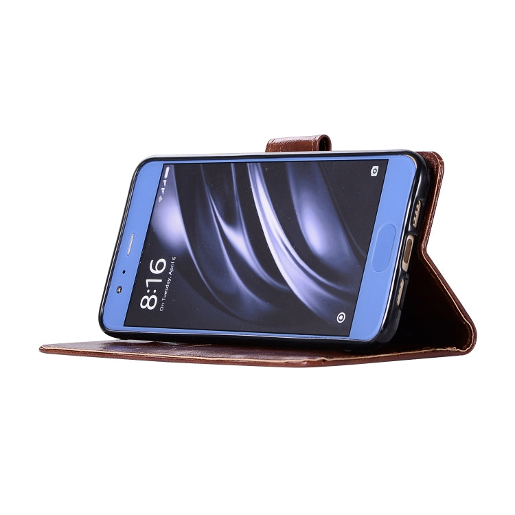 For Xiaomi Mi 6 Retro Copper Button Crazy Horse Horizontal Flip PU Leather Case with Holder & Card Slots & Wallet & Lanyard