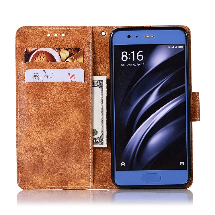 For Xiaomi Mi 6 Retro Copper Button Crazy Horse Horizontal Flip PU Leather Case with Holder & Card Slots & Wallet & Lanyard