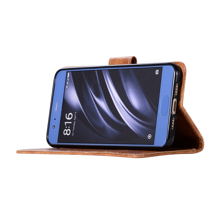 For Xiaomi Mi 6 Retro Copper Button Crazy Horse Horizontal Flip PU Leather Case with Holder & Card Slots & Wallet & Lanyard