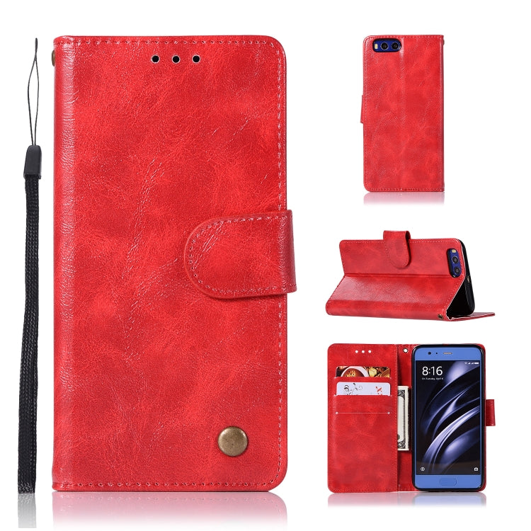 For Xiaomi Mi 6 Retro Copper Button Crazy Horse Horizontal Flip PU Leather Case with Holder & Card Slots & Wallet & Lanyard