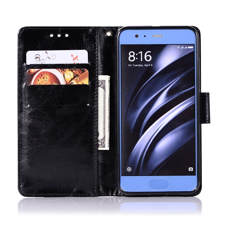 For Xiaomi Mi 6 Retro Copper Button Crazy Horse Horizontal Flip PU Leather Case with Holder & Card Slots & Wallet & Lanyard