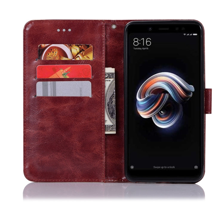 For Xiaomi Redmi Note 5 Pro Retro Copper Button Crazy Horse Horizontal Flip PU Leather Case with Holder & Card Slots & Wallet & Lanyard