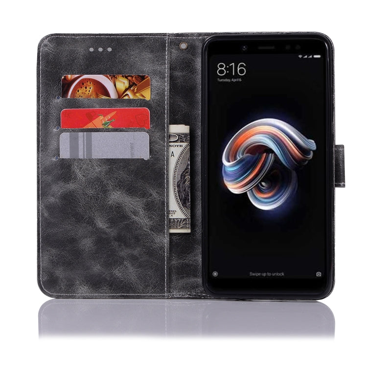 For Xiaomi Redmi Note 5 Pro Retro Copper Button Crazy Horse Horizontal Flip PU Leather Case with Holder & Card Slots & Wallet & Lanyard