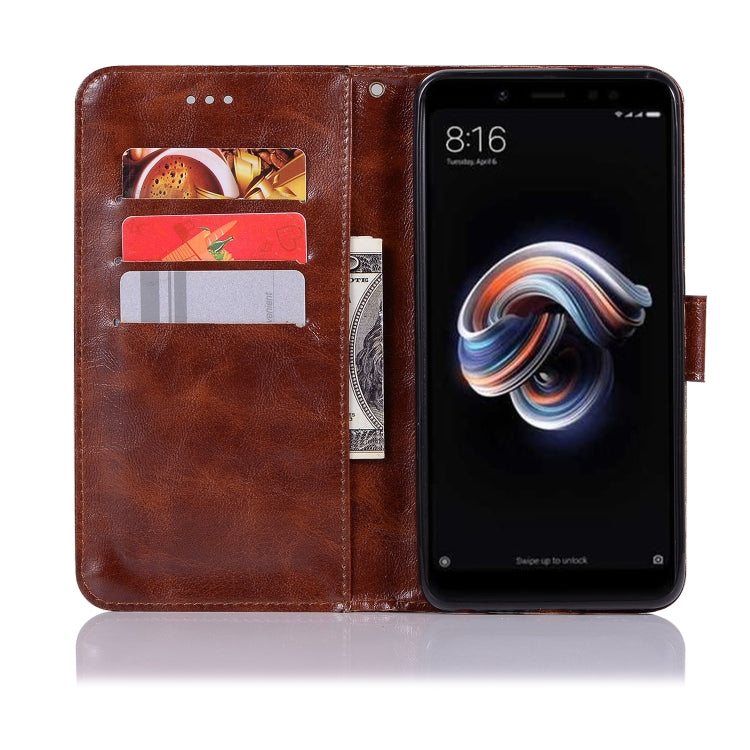For Xiaomi Redmi Note 5 Pro Retro Copper Button Crazy Horse Horizontal Flip PU Leather Case with Holder & Card Slots & Wallet & Lanyard