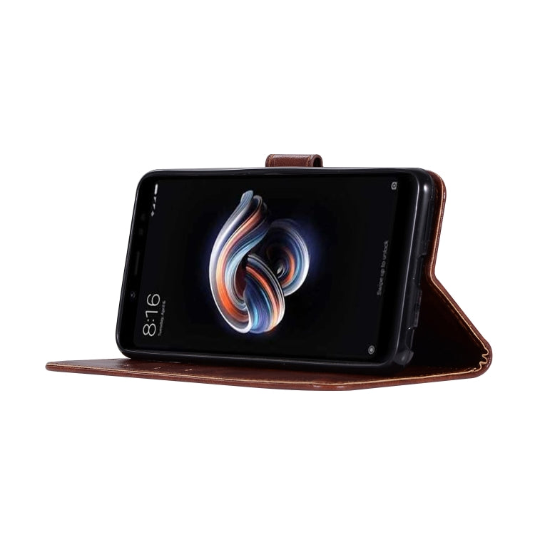 For Xiaomi Redmi Note 5 Pro Retro Copper Button Crazy Horse Horizontal Flip PU Leather Case with Holder & Card Slots & Wallet & Lanyard