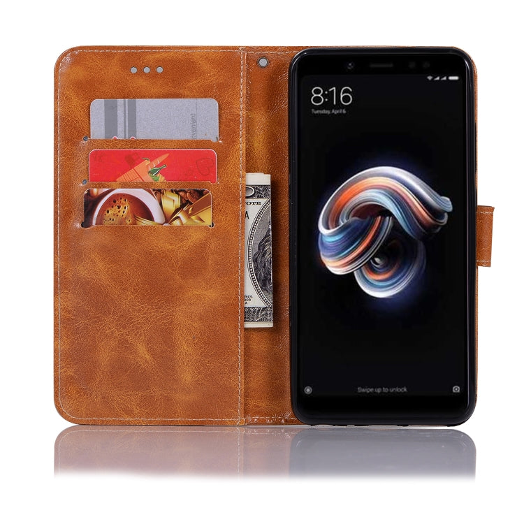 For Xiaomi Redmi Note 5 Pro Retro Copper Button Crazy Horse Horizontal Flip PU Leather Case with Holder & Card Slots & Wallet & Lanyard