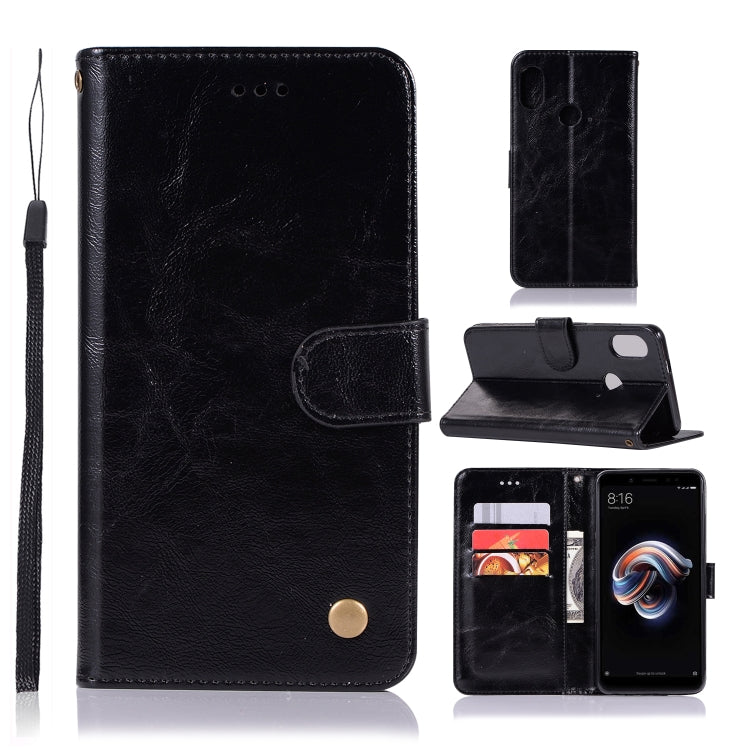 For Xiaomi Redmi Note 5 Pro Retro Copper Button Crazy Horse Horizontal Flip PU Leather Case with Holder & Card Slots & Wallet & Lanyard