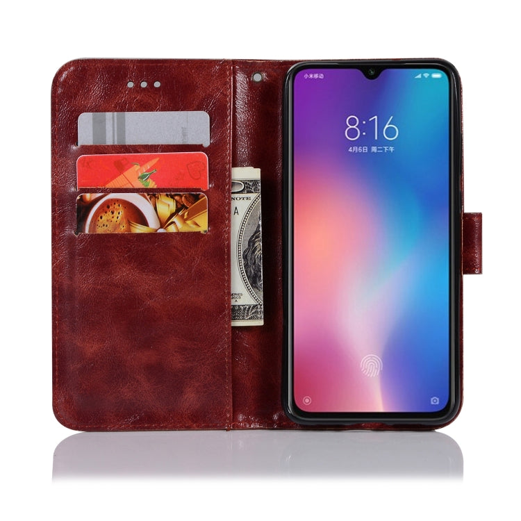For Xiaomi Mi 9 Retro Copper Button Crazy Horse Horizontal Flip PU Leather Case with Holder & Card Slots & Wallet & Lanyard