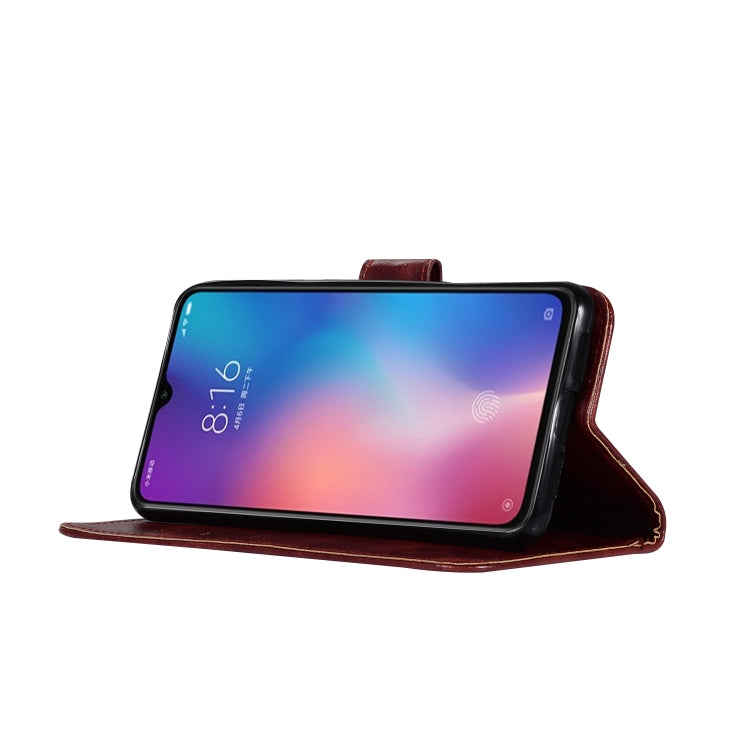 For Xiaomi Mi 9 Retro Copper Button Crazy Horse Horizontal Flip PU Leather Case with Holder & Card Slots & Wallet & Lanyard