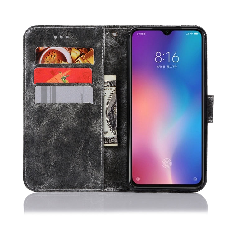 For Xiaomi Mi 9 Retro Copper Button Crazy Horse Horizontal Flip PU Leather Case with Holder & Card Slots & Wallet & Lanyard