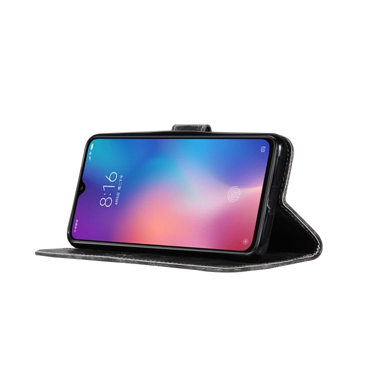 For Xiaomi Mi 9 Retro Copper Button Crazy Horse Horizontal Flip PU Leather Case with Holder & Card Slots & Wallet & Lanyard