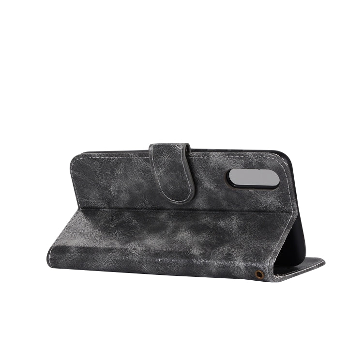 For Xiaomi Mi 9 Retro Copper Button Crazy Horse Horizontal Flip PU Leather Case with Holder & Card Slots & Wallet & Lanyard