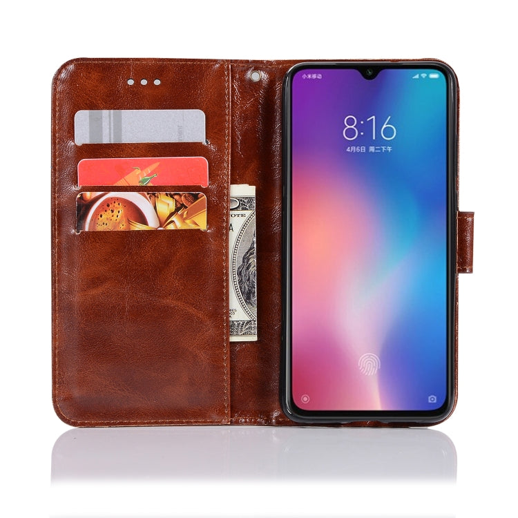 For Xiaomi Mi 9 Retro Copper Button Crazy Horse Horizontal Flip PU Leather Case with Holder & Card Slots & Wallet & Lanyard