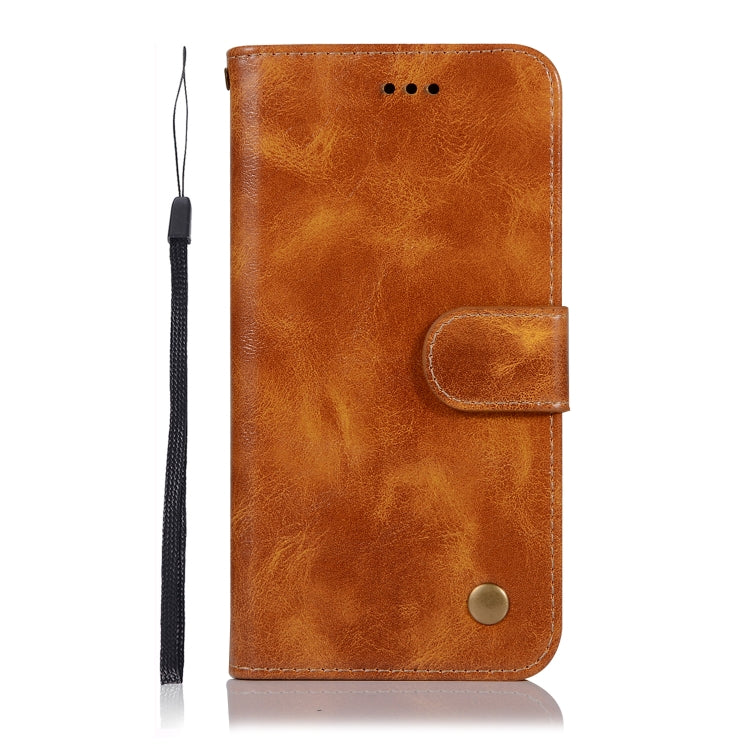 For Xiaomi Mi 9 Retro Copper Button Crazy Horse Horizontal Flip PU Leather Case with Holder & Card Slots & Wallet & Lanyard