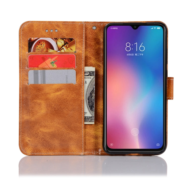 For Xiaomi Mi 9 Retro Copper Button Crazy Horse Horizontal Flip PU Leather Case with Holder & Card Slots & Wallet & Lanyard