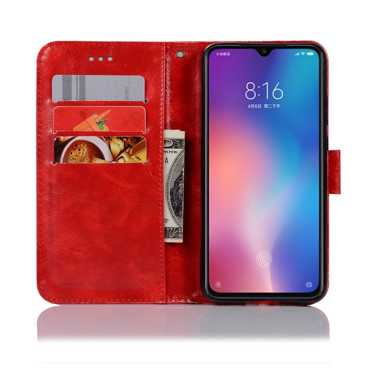 For Xiaomi Mi 9 Retro Copper Button Crazy Horse Horizontal Flip PU Leather Case with Holder & Card Slots & Wallet & Lanyard