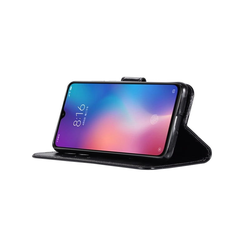 For Xiaomi Mi 9 Retro Copper Button Crazy Horse Horizontal Flip PU Leather Case with Holder & Card Slots & Wallet & Lanyard