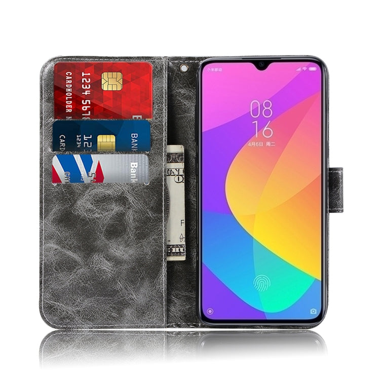 For Xiaomi Mi CC9e Retro Copper Button Crazy Horse Horizontal Flip PU Leather Case with Holder & Card Slots & Wallet & Lanyard