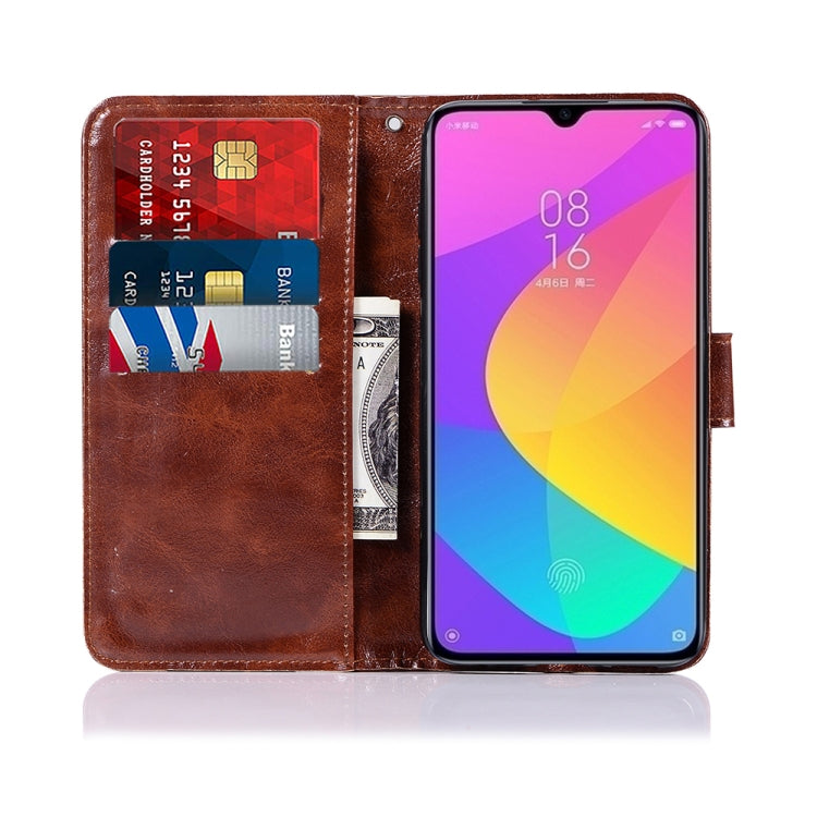 For Xiaomi Mi CC9e Retro Copper Button Crazy Horse Horizontal Flip PU Leather Case with Holder & Card Slots & Wallet & Lanyard