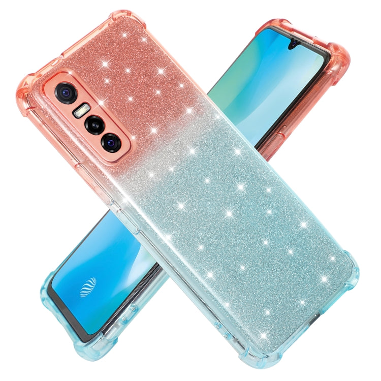 For vivo Y73s 5G Gradient Glitter Powder Shockproof TPU Protective Case