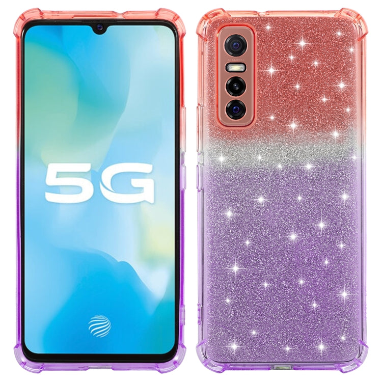 For vivo Y73s 5G Gradient Glitter Powder Shockproof TPU Protective Case