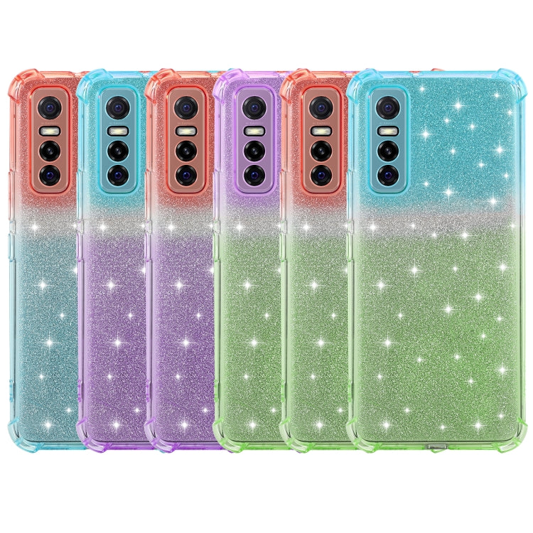 For vivo Y73s 5G Gradient Glitter Powder Shockproof TPU Protective Case