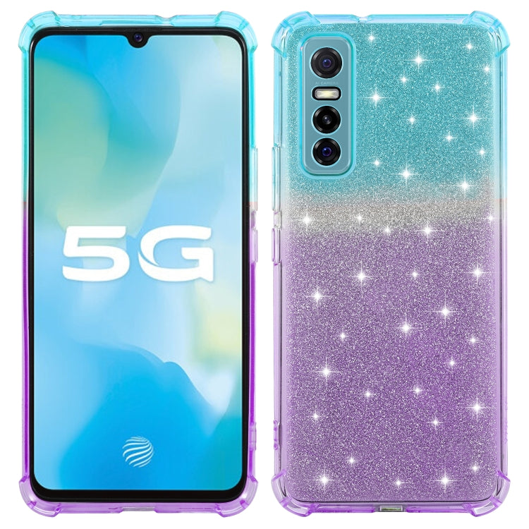 For vivo Y73s 5G Gradient Glitter Powder Shockproof TPU Protective Case