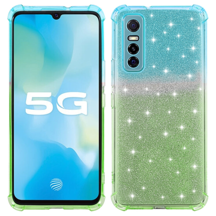 For vivo Y73s 5G Gradient Glitter Powder Shockproof TPU Protective Case