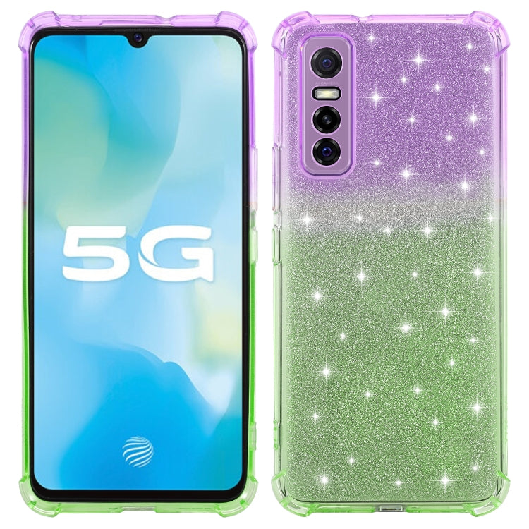 For vivo Y73s 5G Gradient Glitter Powder Shockproof TPU Protective Case