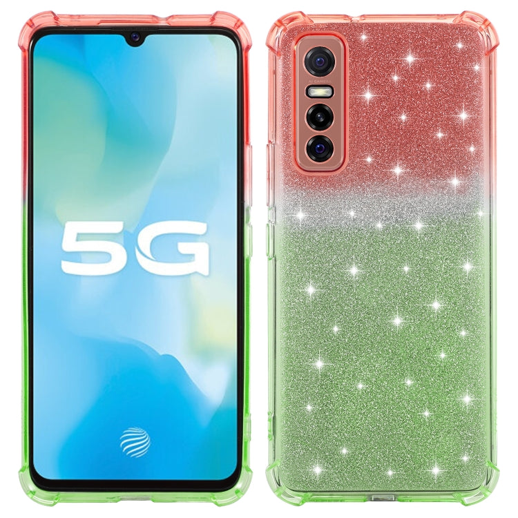 For vivo Y73s 5G Gradient Glitter Powder Shockproof TPU Protective Case