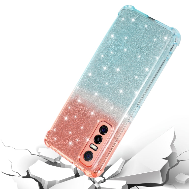 For vivo Y73s 5G Gradient Glitter Powder Shockproof TPU Protective Case