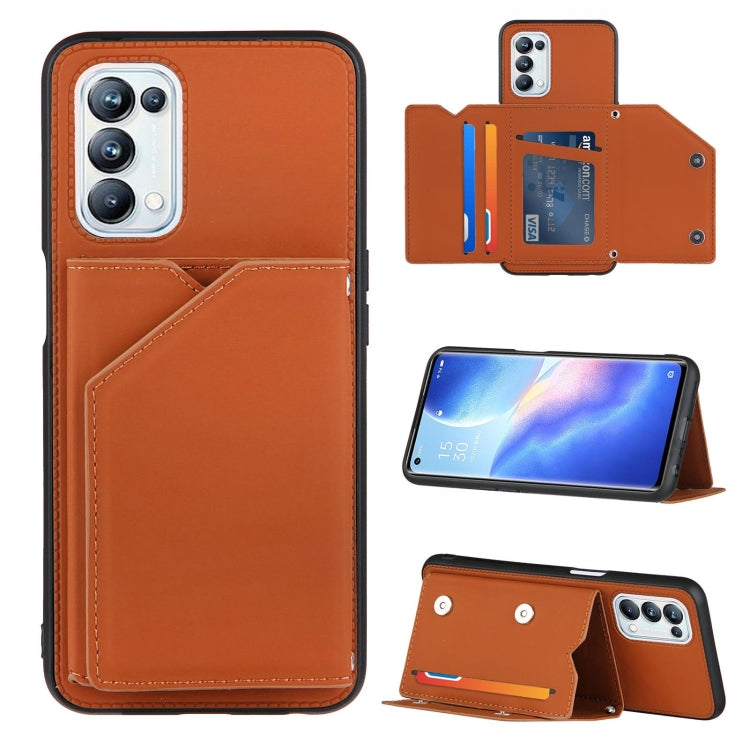 For OPPO A93 5G Skin Feel PU + TPU + PC Back Cover Shockproof Case with Card Slots & Holder & Photo Frame