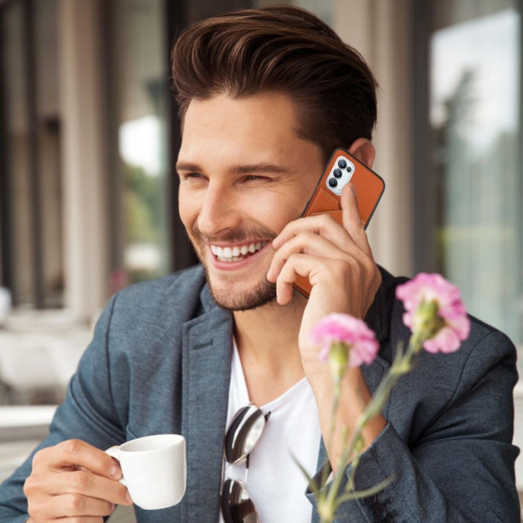 For OPPO A93 5G Skin Feel PU + TPU + PC Back Cover Shockproof Case with Card Slots & Holder & Photo Frame