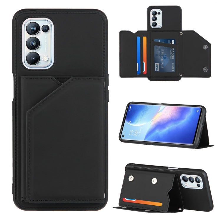 For OPPO A93 5G Skin Feel PU + TPU + PC Back Cover Shockproof Case with Card Slots & Holder & Photo Frame