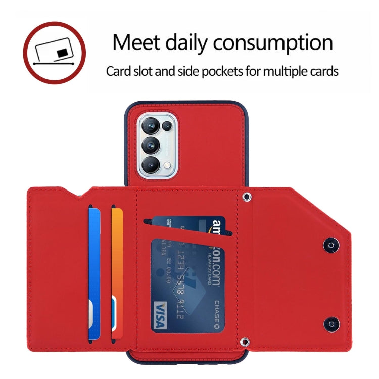 For OPPO A93 5G Skin Feel PU + TPU + PC Back Cover Shockproof Case with Card Slots & Holder & Photo Frame