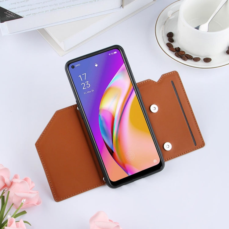 For OPPO A94 Skin Feel PU + TPU + PC Back Cover Shockproof Case with Card Slots & Holder & Photo Frame