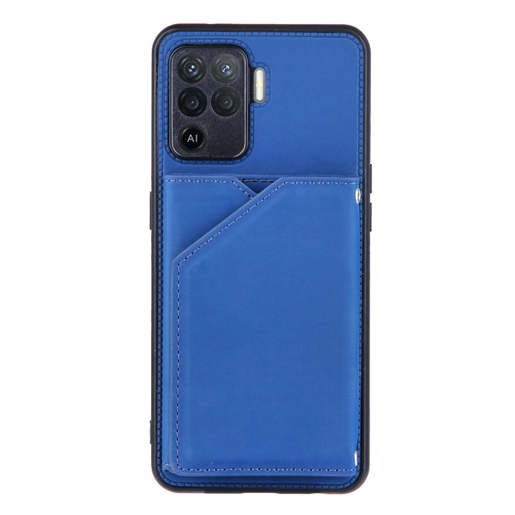 For OPPO A94 Skin Feel PU + TPU + PC Back Cover Shockproof Case with Card Slots & Holder & Photo Frame