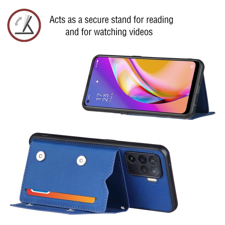 For OPPO A94 Skin Feel PU + TPU + PC Back Cover Shockproof Case with Card Slots & Holder & Photo Frame