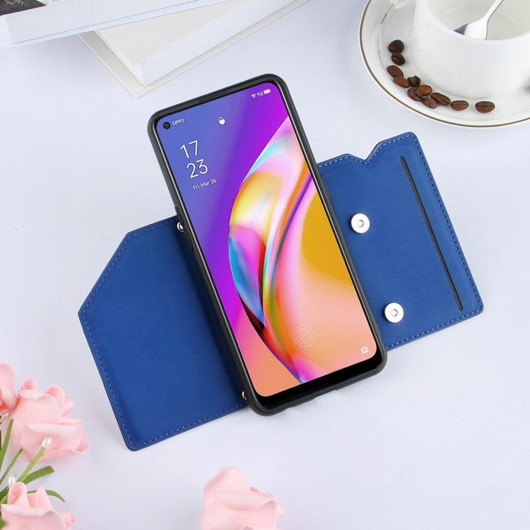 For OPPO A94 Skin Feel PU + TPU + PC Back Cover Shockproof Case with Card Slots & Holder & Photo Frame