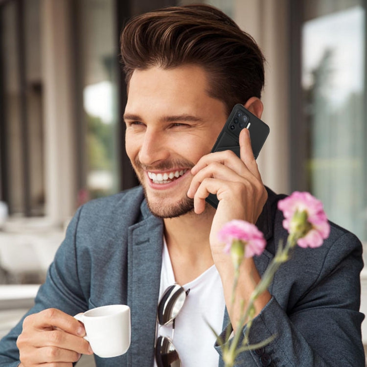 For OPPO A94 Skin Feel PU + TPU + PC Back Cover Shockproof Case with Card Slots & Holder & Photo Frame