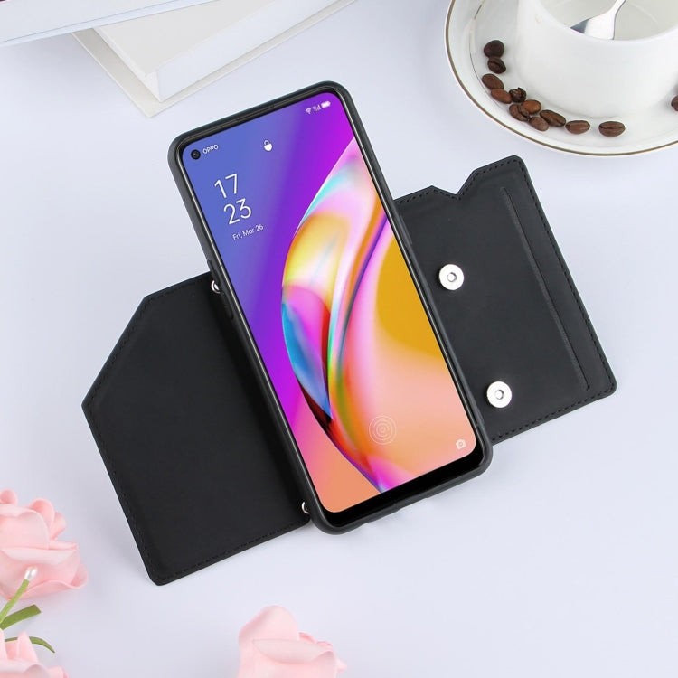For OPPO A94 Skin Feel PU + TPU + PC Back Cover Shockproof Case with Card Slots & Holder & Photo Frame