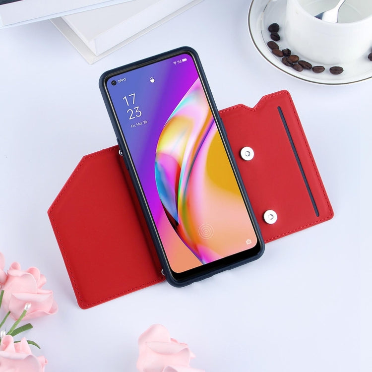 For OPPO A94 Skin Feel PU + TPU + PC Back Cover Shockproof Case with Card Slots & Holder & Photo Frame