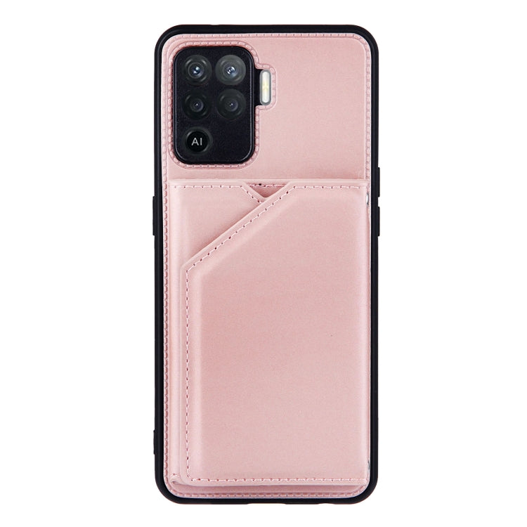 For OPPO A94 Skin Feel PU + TPU + PC Back Cover Shockproof Case with Card Slots & Holder & Photo Frame