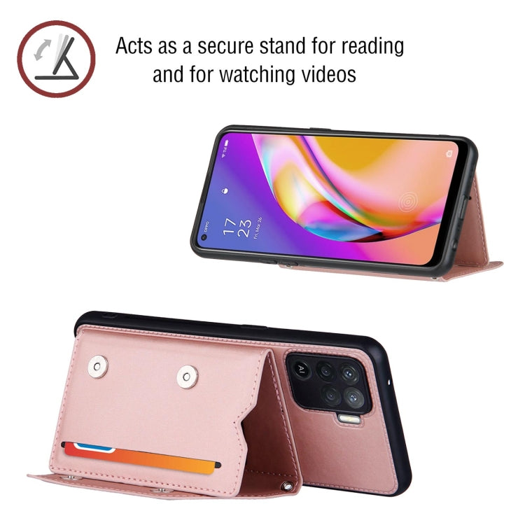 For OPPO A94 Skin Feel PU + TPU + PC Back Cover Shockproof Case with Card Slots & Holder & Photo Frame