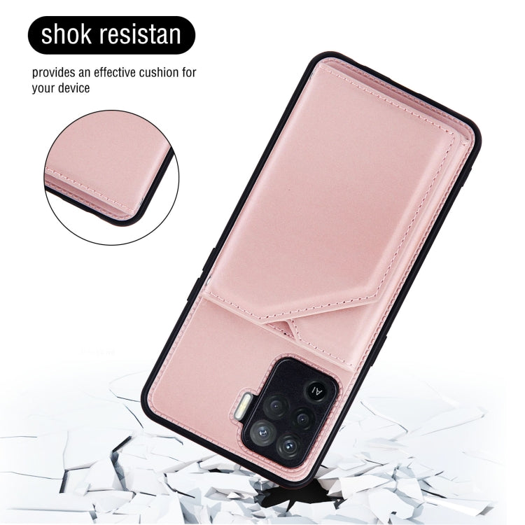 For OPPO A94 Skin Feel PU + TPU + PC Back Cover Shockproof Case with Card Slots & Holder & Photo Frame