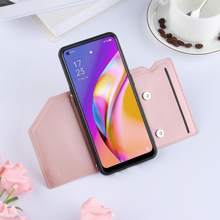 For OPPO A94 Skin Feel PU + TPU + PC Back Cover Shockproof Case with Card Slots & Holder & Photo Frame
